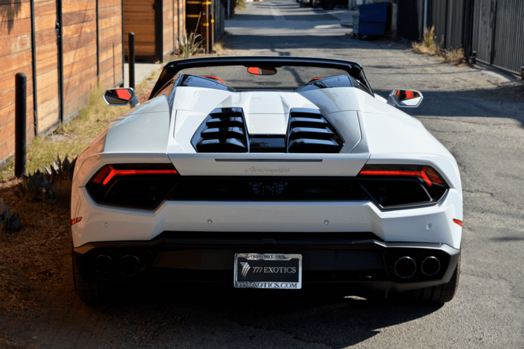 Lamborghini Huracan Spyder White  777 Exotic Car Rental Los Angeles