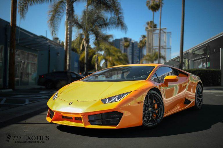 rent an orange lamborghini huracan in la