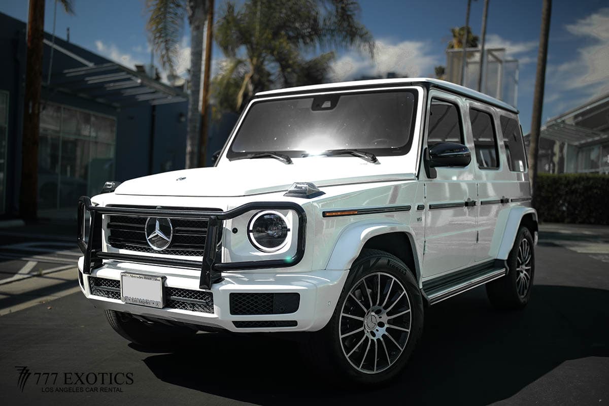 White Mercedes Benz G550 4x4 Rental Los Angeles - Rent a Mercedes G Wagon