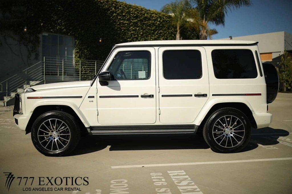 side view of white g wagon