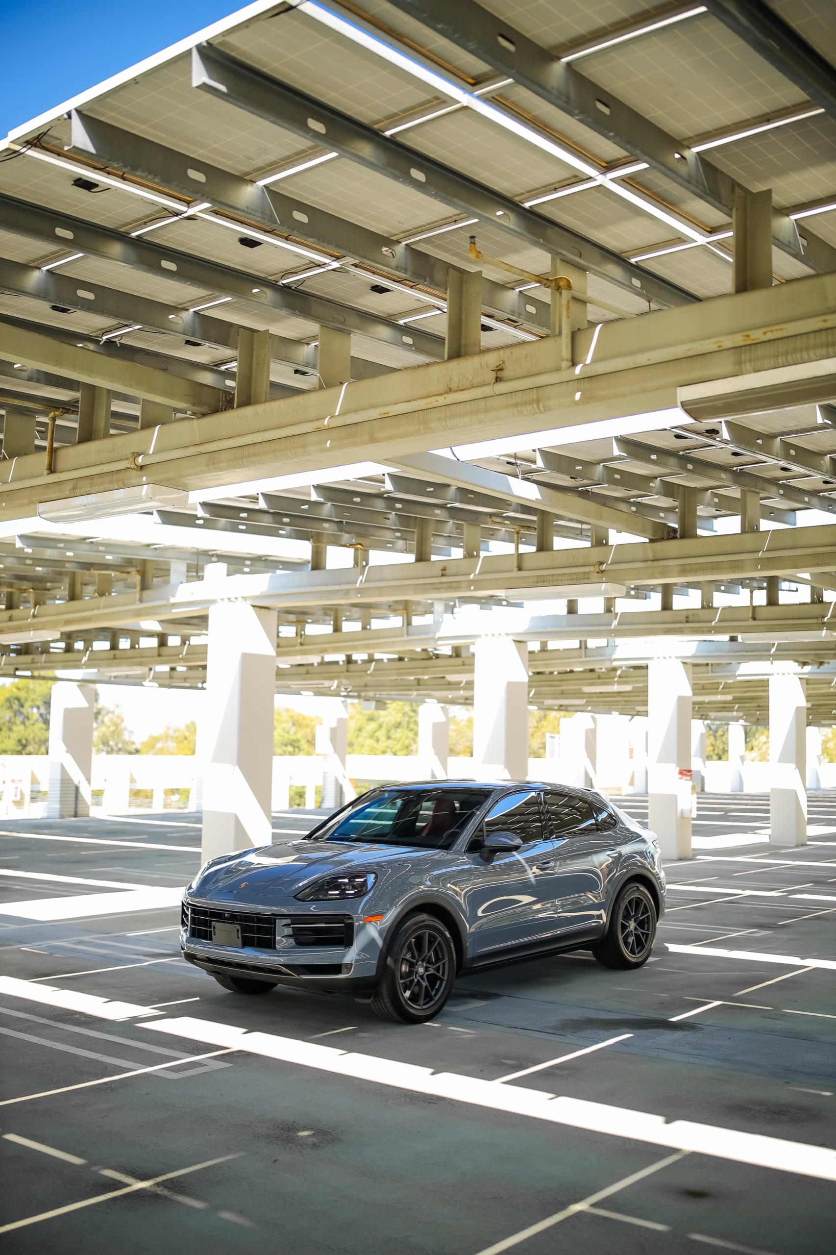 Full exterior view of the Nardo Grey Porsche Cayenne