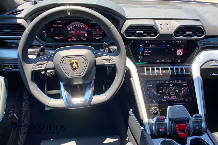 dashboad of blue lamborghini urus