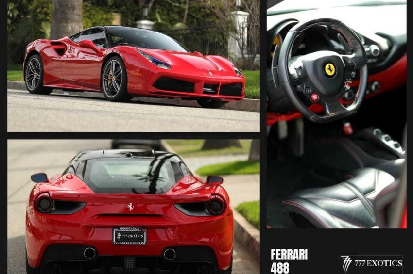 photo collage of red ferrari 488