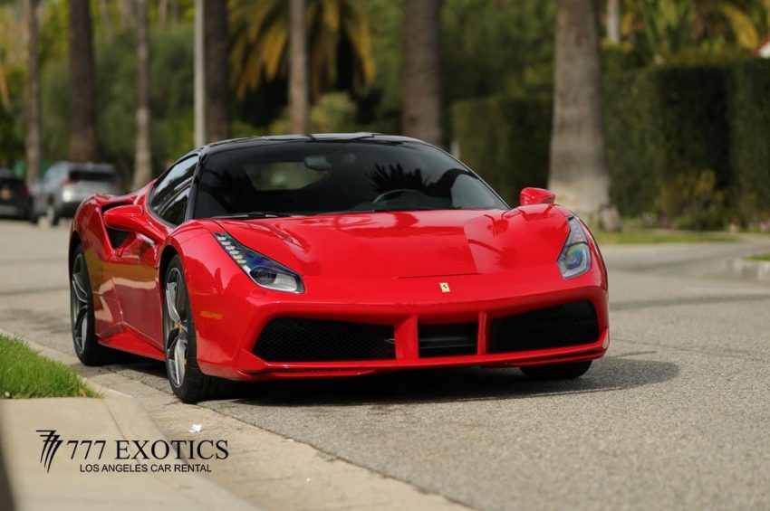 rent a red ferrari 488 in la