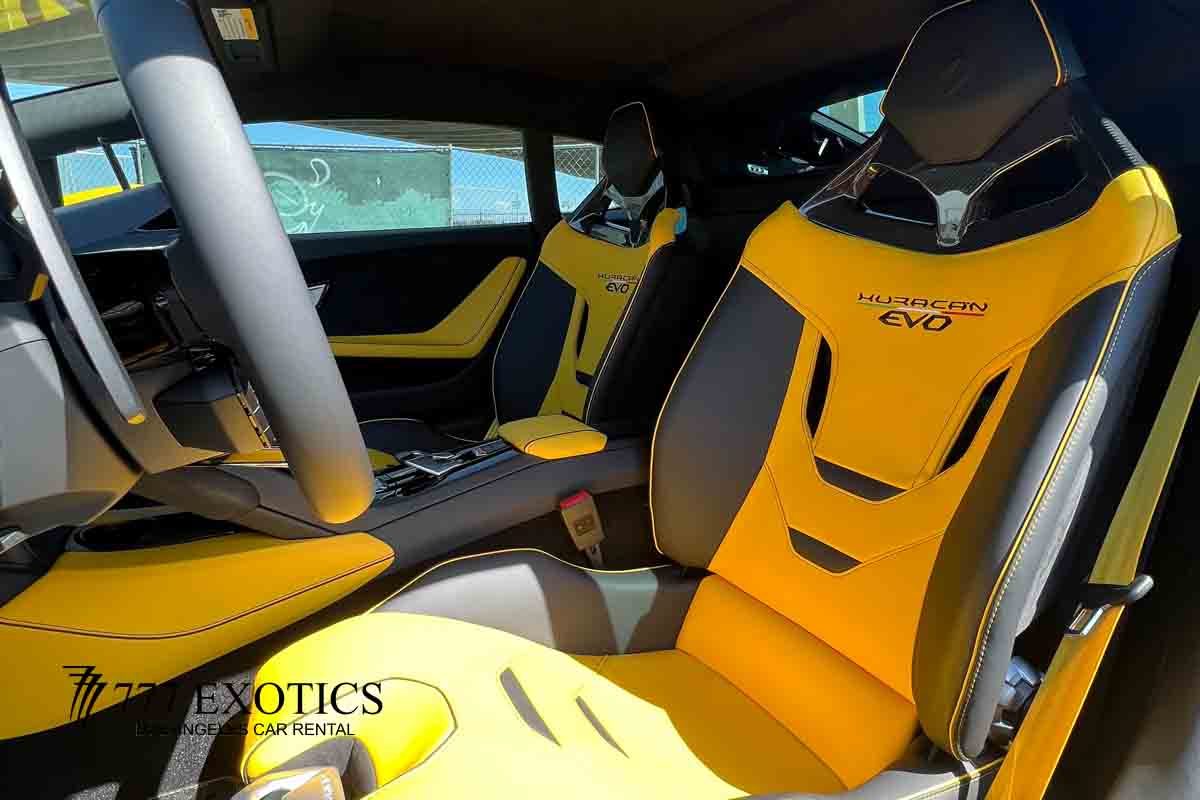 Yellow Lamborghini Huracan driver seat