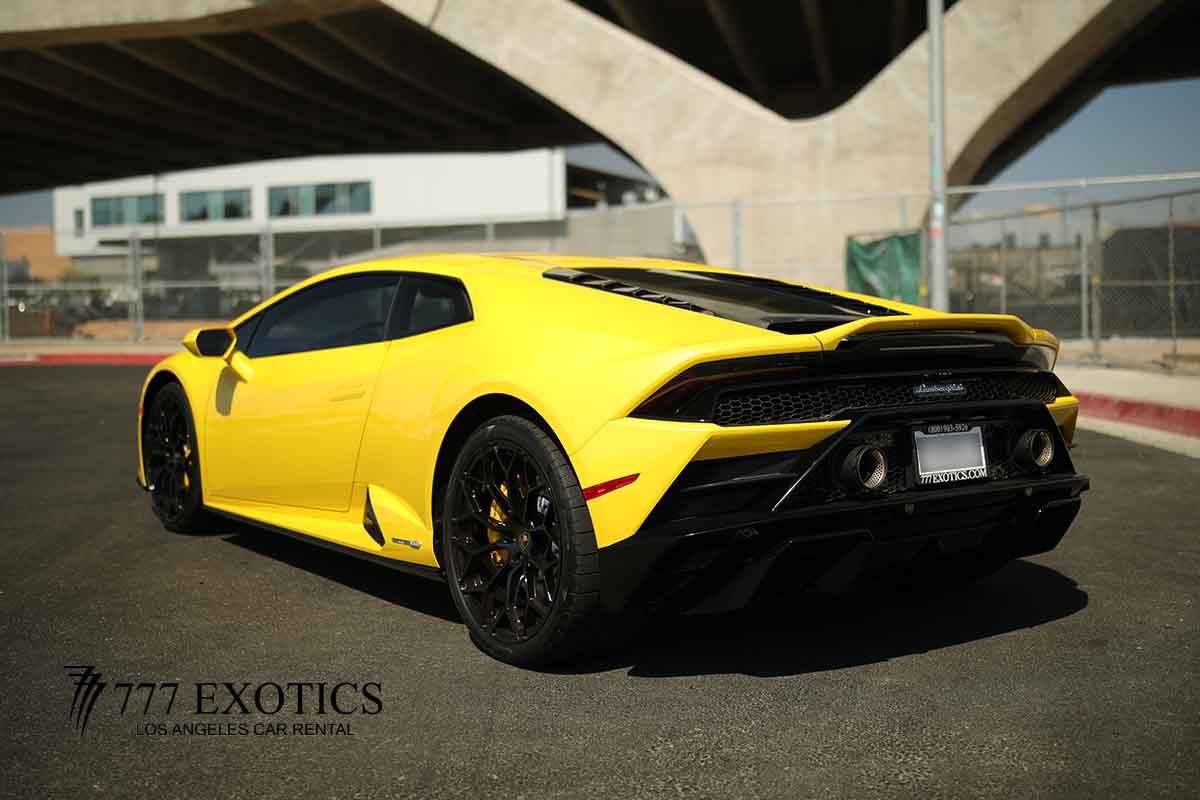 Yellow Lamborghini Huracan rear corner view